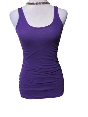 bobi Purple Scoop Neck Ruched Tank